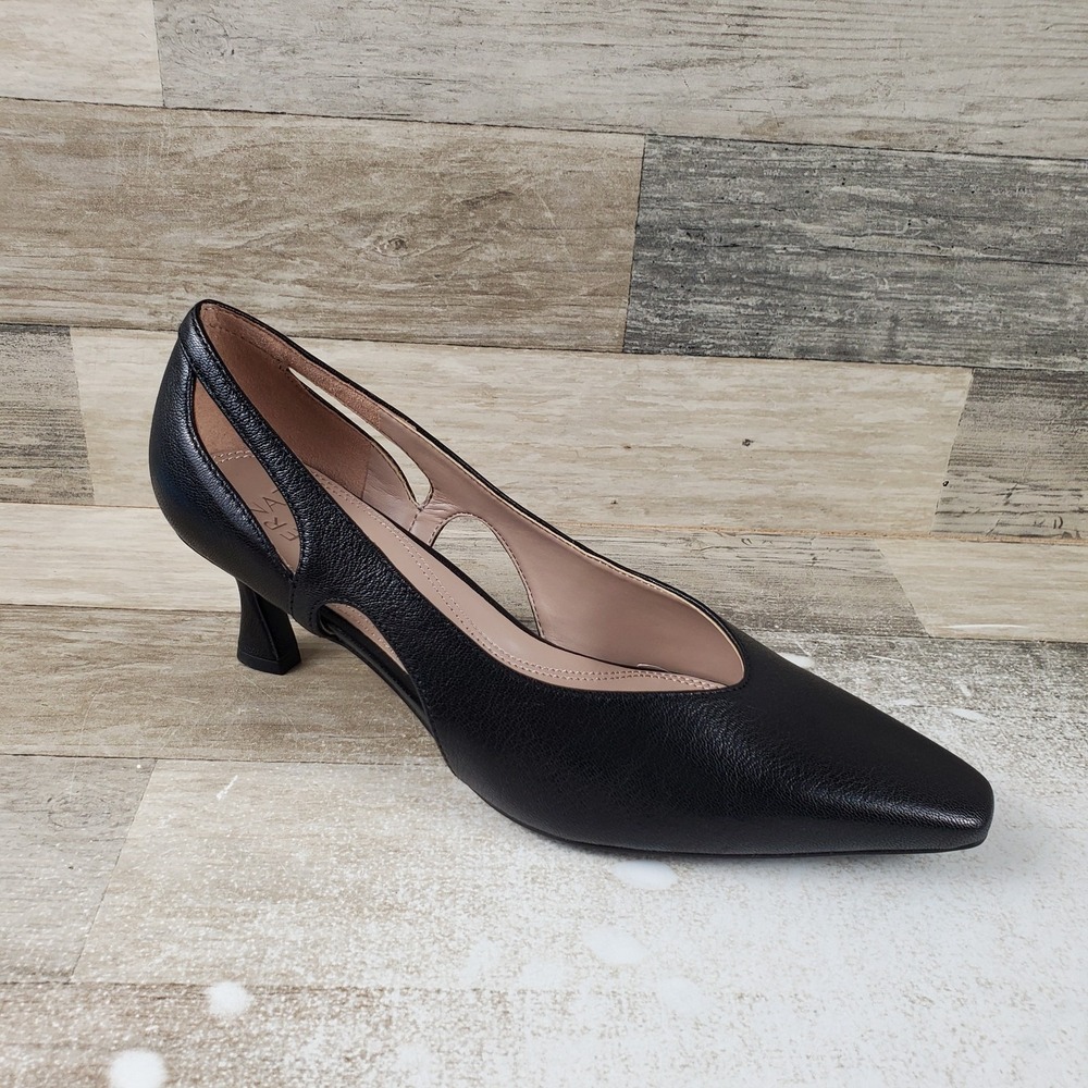 Naturalizer Gracie Womens Pump Sz 9 Black Leather Slip On Sculpted Heel Snip Toe